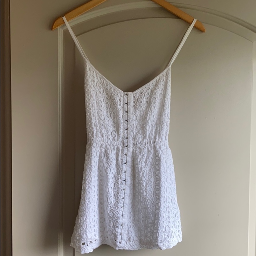 White eyelette lace top